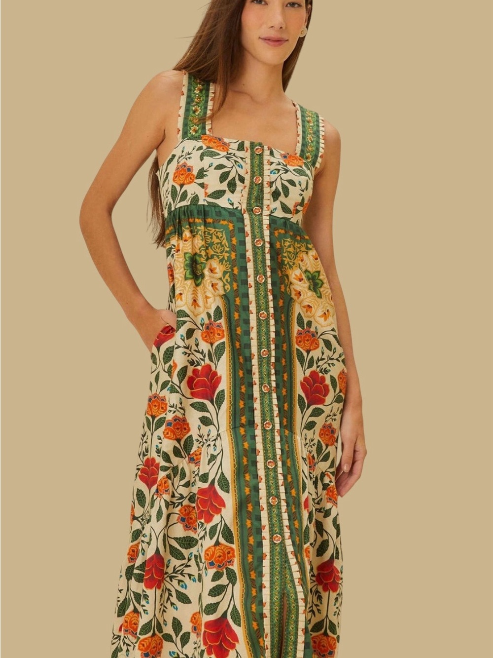 NWT FARM Rio Sand Garden Tapestry Maxi Dress Size Large